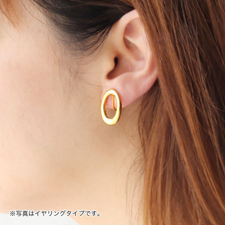 ステンレスピアス メタルリング オーバル 縦穴 ゴールド