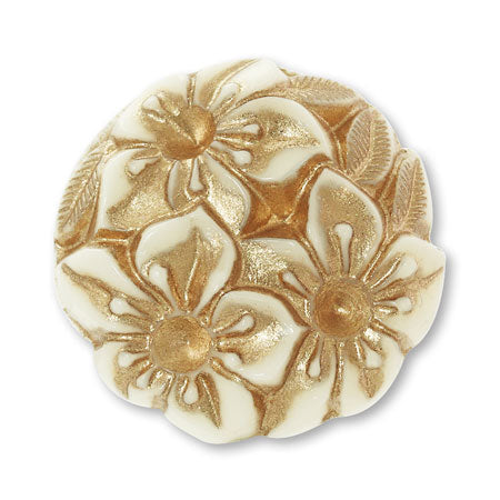 アクリル ドイツ製 カボション フラワー1 アイボリー/G