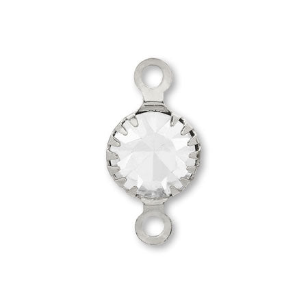 Stone charm 2 ring rhodium color