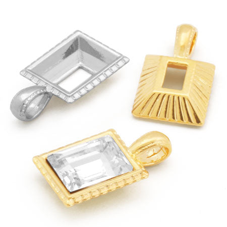 国産キャスト バチカン付石座 #4527 8×6mm用 ロジウムカラー