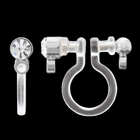 Non-piercing earrings with resin stone ring/ring clear/RC