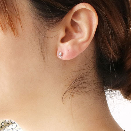 Earrings with resin stone ring and catch, clear
