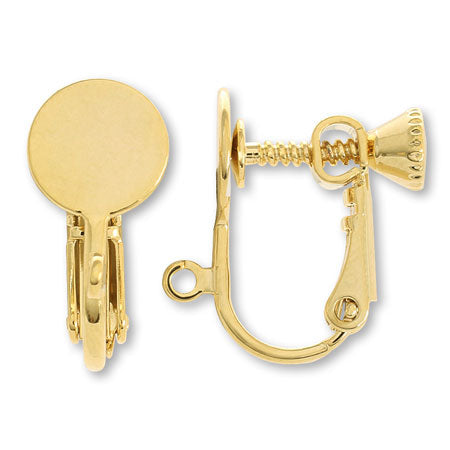 イヤリング ネジバネ丸皿 タテカン付 ゴールド