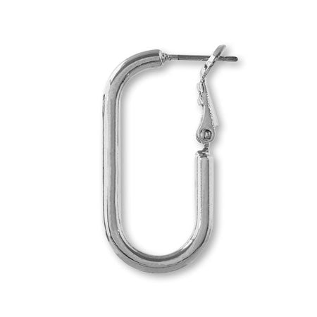 チャンキーフープ ステンレスピアス スクエア ロジウムカラー