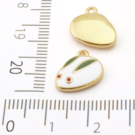 チャーム 和風 雪ウサギ 白/G