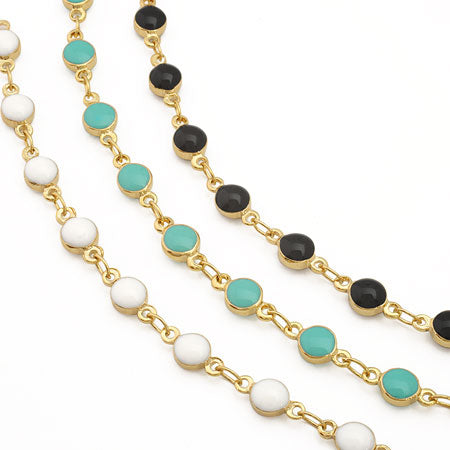 Design chain with round epoxy emerald/G