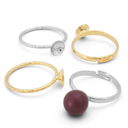 Ring stand with bowl 6mm 8-14mm single hole rhodium color
