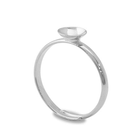 Ring stand with bowl 6mm 8-14mm single hole rhodium color