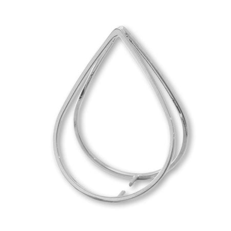 Double ring Vatican drop square wire rhodium color