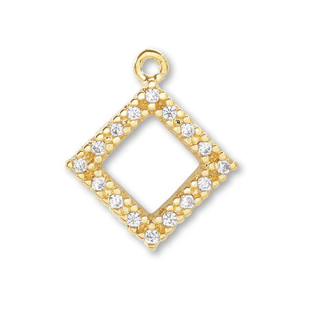 Charm cubic zirconia open square gold