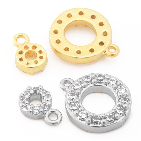 Charm cubic zirconia petit circle rhodium color