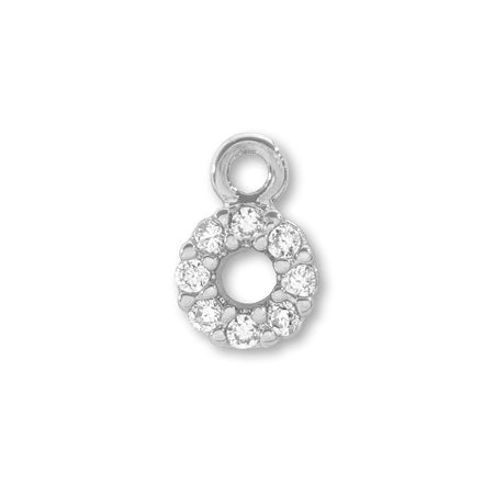 Charm cubic zirconia petit circle rhodium color