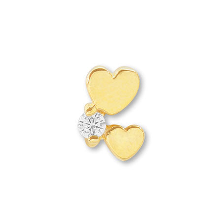 Cham Kubic Zirconia, Double Heart Gold.