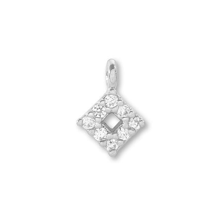 Charm cubic zirconia petit square rhodium color