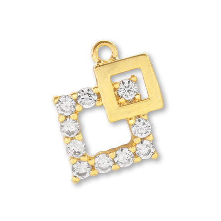 Charm cubic zirconia double square gold