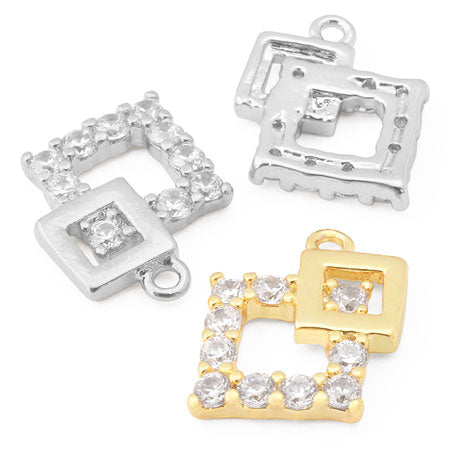 Charm cubic zirconia double square gold