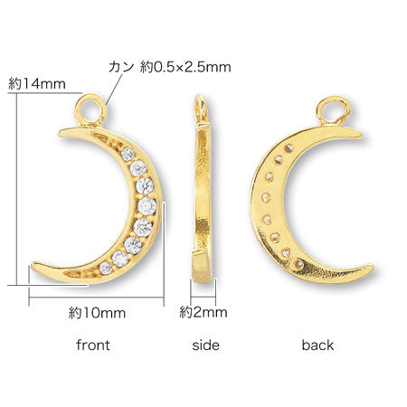 チャーム キュービックジルコニア ムーン ゴールド