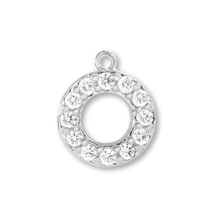 Charm cubic zirconia circle rhodium color
