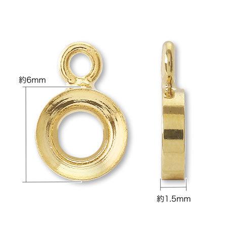 台座 1カン ラウンド 6-8mm用 ロジウムカラー