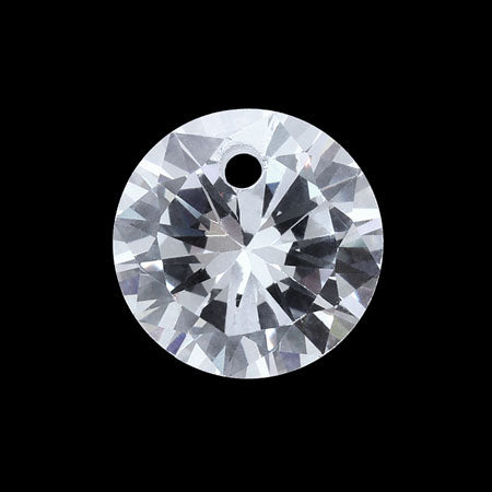 Cubic zirconia round 1 hole clear