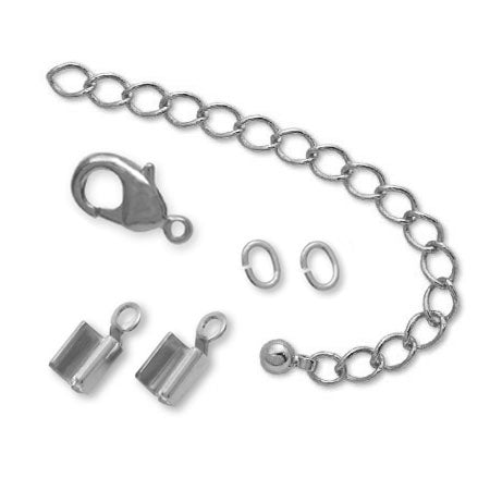 金具セット ヒモ用 カシメ 2mm ロジウムカラー