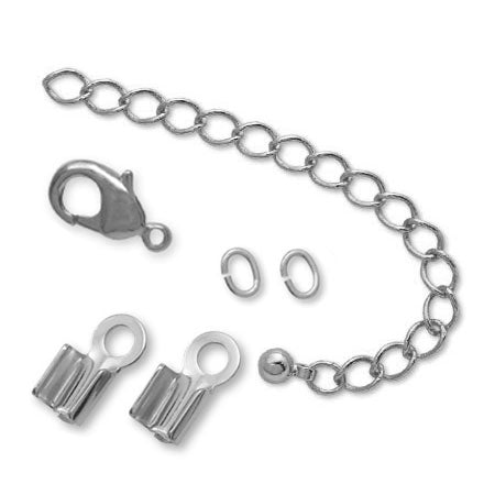 金具セット ヒモ用 カシメ 3mm ロジウムカラー