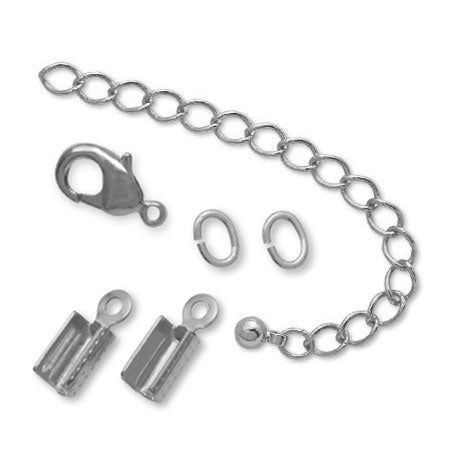 金具セット ヒモ用 カシメ 4mm ロジウムカラー