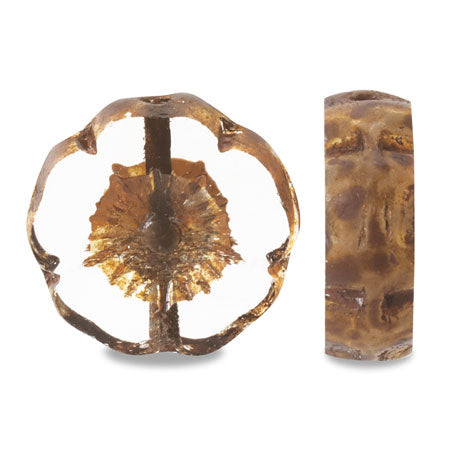 Czech table cut Hawaiian flower crystal travertine