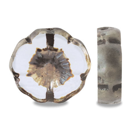 Czech Table Cut Hawaiian Flower Lt. Sapphire Picasso