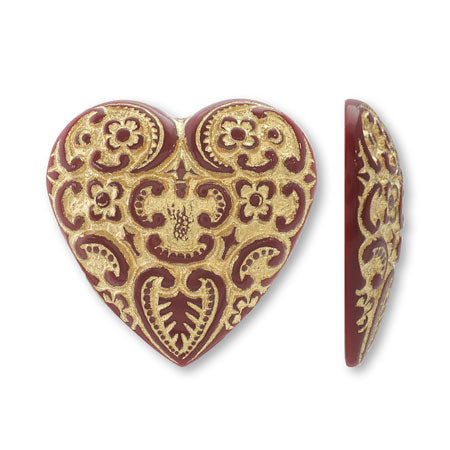 アクリル ドイツ製 カボション ハート ダークレッド/G【アウトレット】