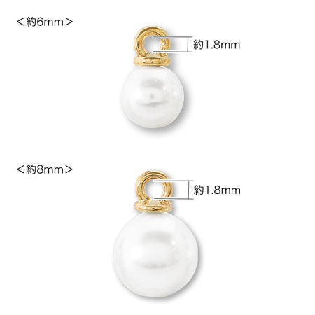 パールチャーム ラウンド ヒートン付 ホワイト/G