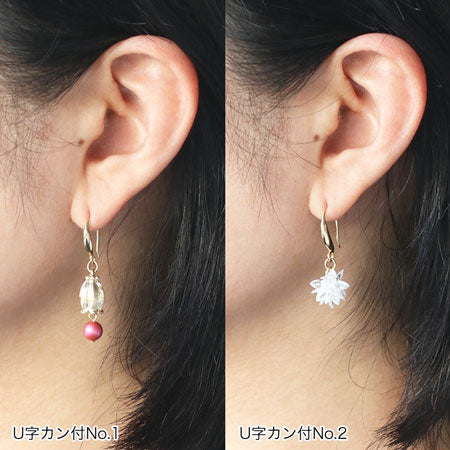 デザインフックピアス U字カン付 No.1 ロジウムカラー
