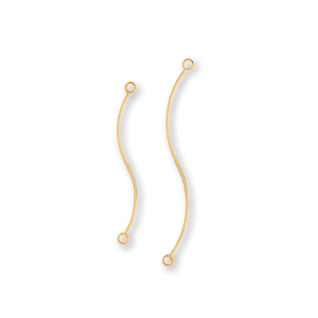 Metal stick round wire wave 2 rings gold