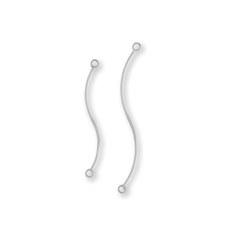 Metal stick round wire wave 2 rings rhodium color