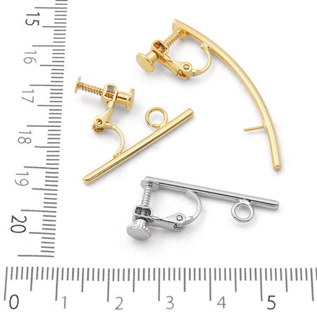 Earrings screw spring stick with back ring gold