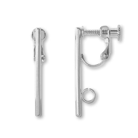 イヤリング ネジバネ スティック 裏カン付 ロジウムカラー