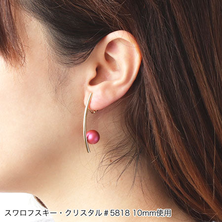 イヤリング ネジバネ カーブバー 芯立 ロジウムカラー