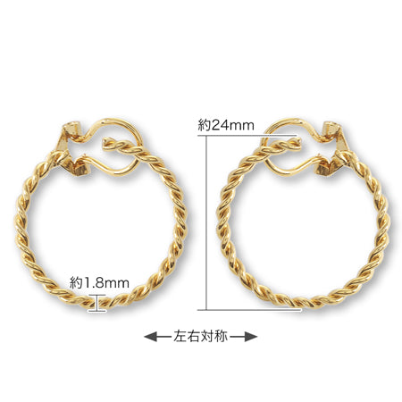 イヤリング フープバネ式 模様線 ロジウムカラー