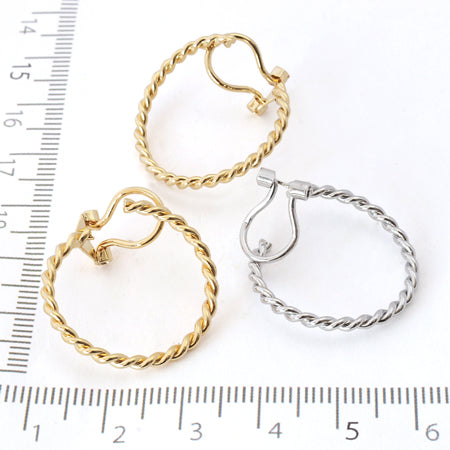 Earrings hoop spring style pattern line rhodium color