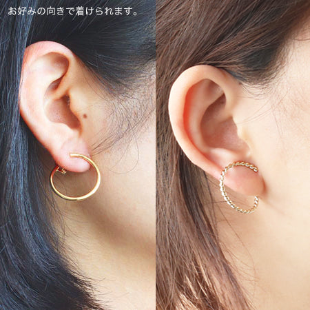 イヤリング フープバネ式 模様線 ロジウムカラー