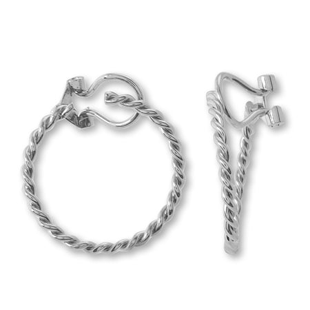 Earrings hoop spring style pattern line rhodium color