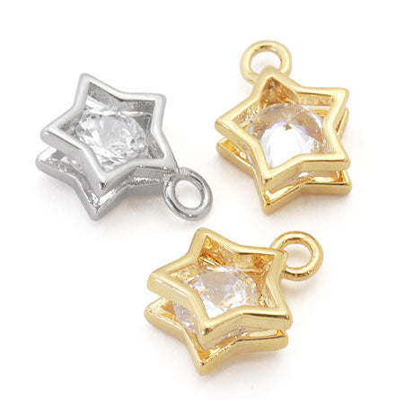 チャーム キュービックジルコニア スターフレーム ロジウムカラー