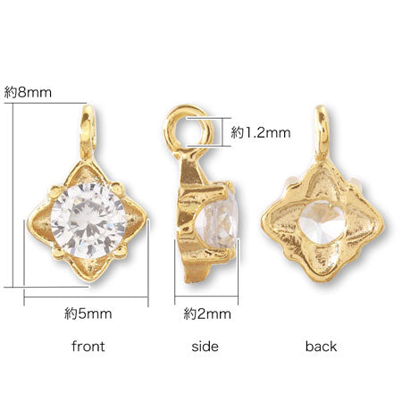 Charm cubic zirconia Petit flower gold