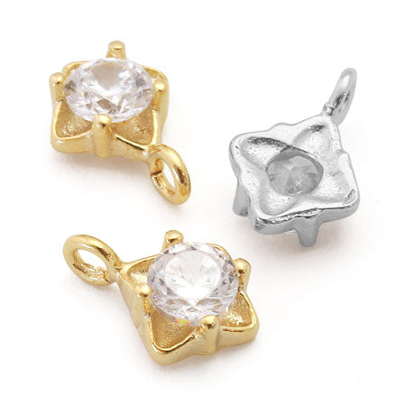 Charm cubic zirconia Petit flower gold