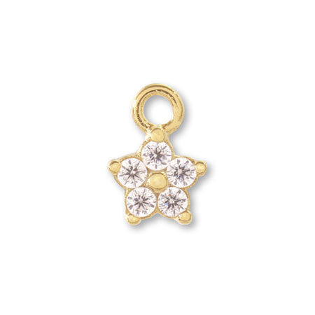 Charm cubic zirconia 5 petals gold