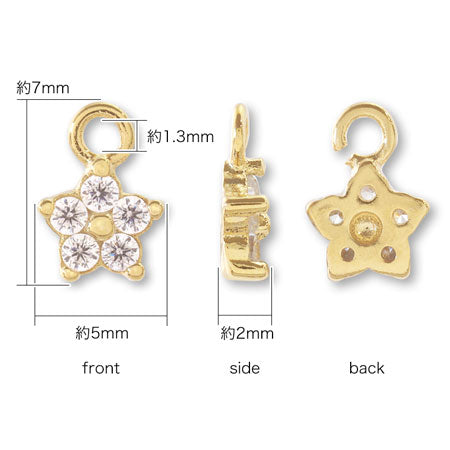 Charm cubic zirconia 5 petals gold