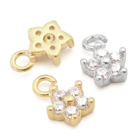 Charm cubic zirconia 5 petals gold