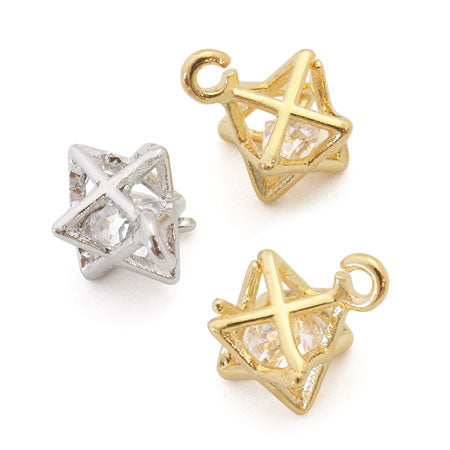 Charm cubic zirconia solid star gold