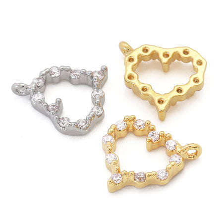 チャーム キュービックジルコニア オープンハート ゴールド