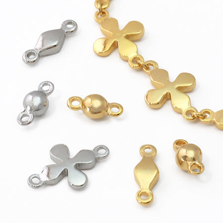 Joint parts 4 petals No.6 Rhodium color